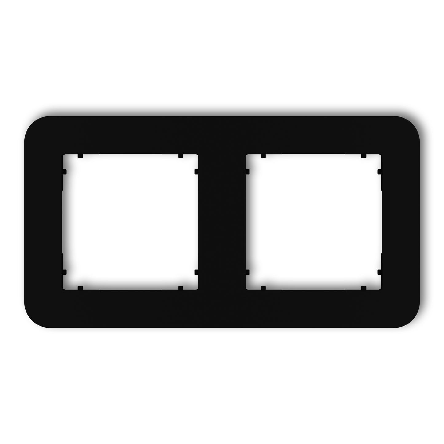 Universeel vierkant afdekraam met afgeronde hoeken voor 2 modules, Matt black
