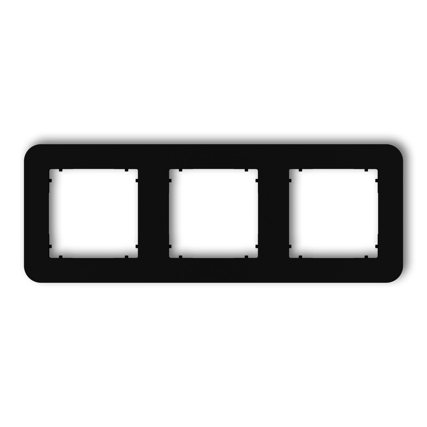 Universeel vierkant afdekraam met afgeronde hoeken voor 3 modules, Matt black