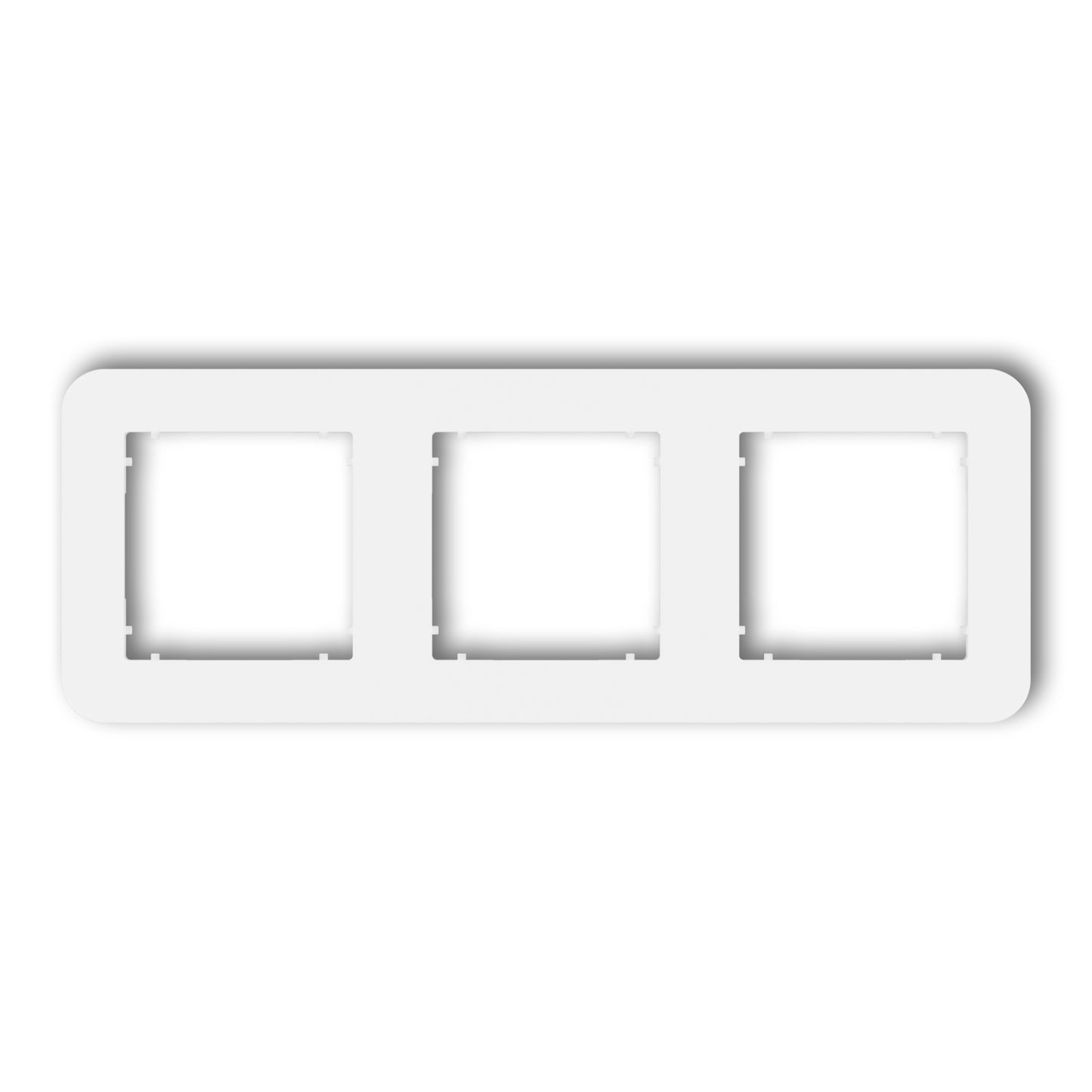Universeel vierkant afdekraam met afgeronde hoeken voor 3 modules, Matt white