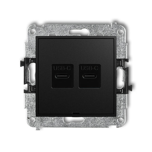 Dubbel USB laadstation Karlik (USB-C + USB-C, 20W), Matt black