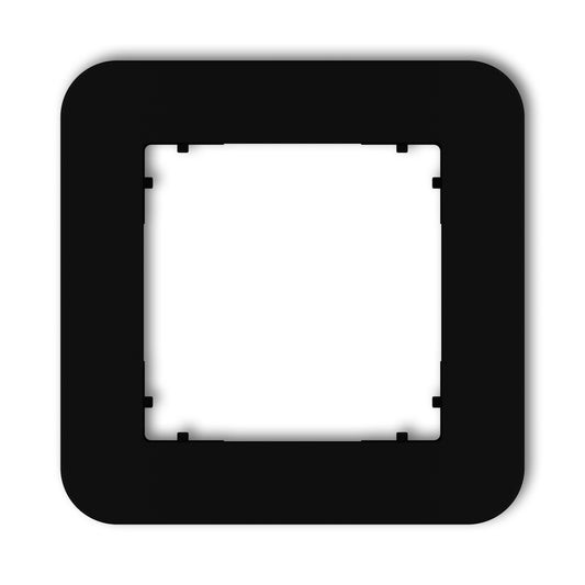 Universeel vierkant afdekraam met afgeronde hoeken voor 1 module, Matt black