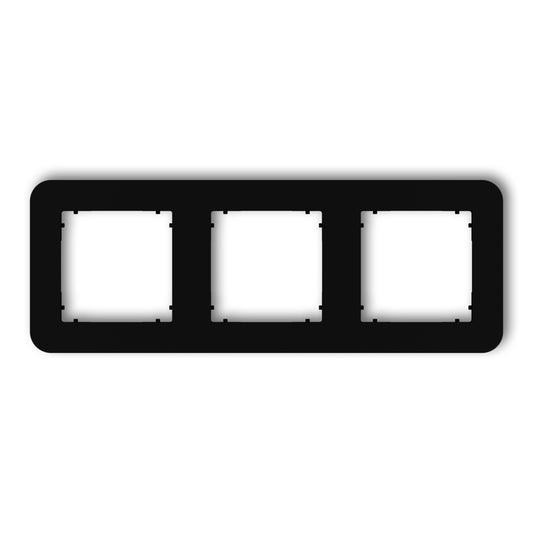 Universeel vierkant afdekraam met afgeronde hoeken voor 3 modules, Matt black