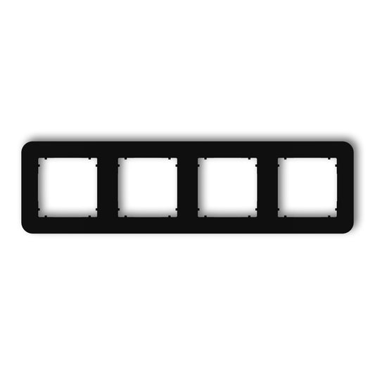 Universeel vierkant afdekraam met afgeronde hoeken voor 4 modules, Matt black
