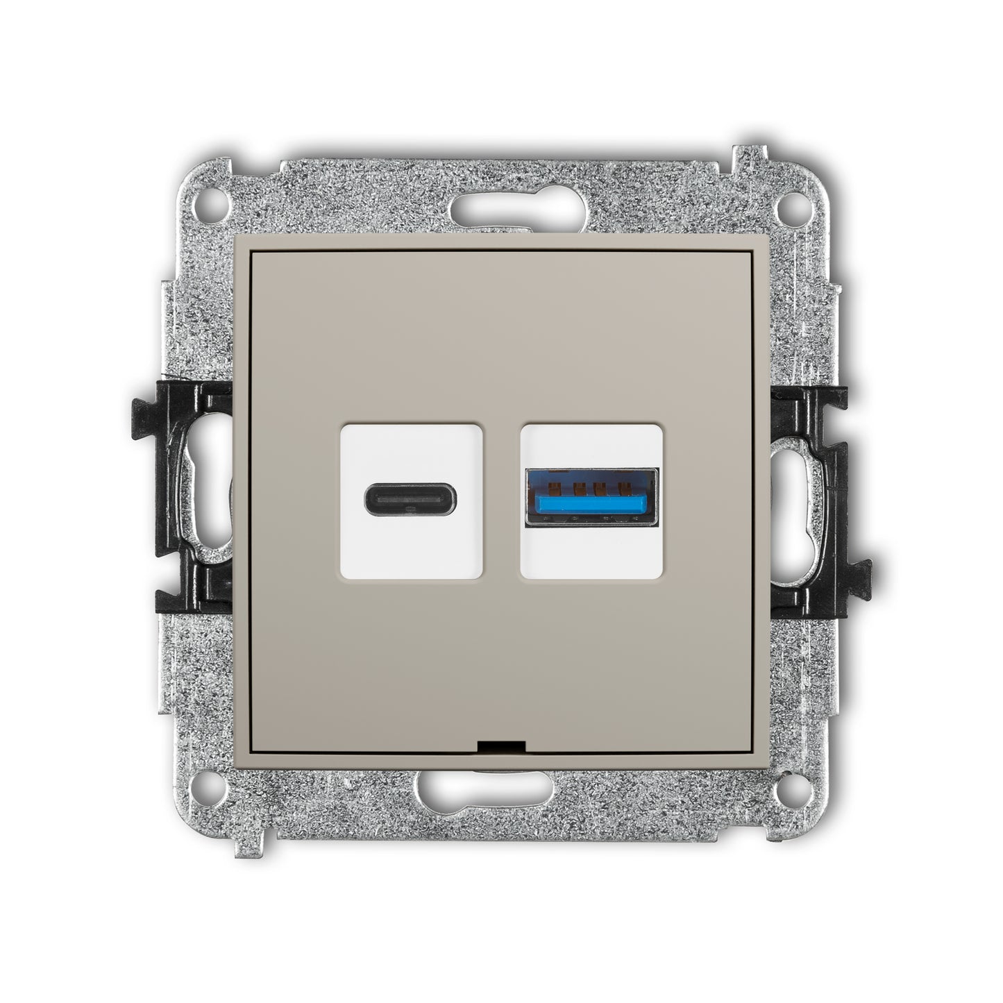 Dubbel USB laadstation Karlik (USB-C + USB-A, 20W), Taupe