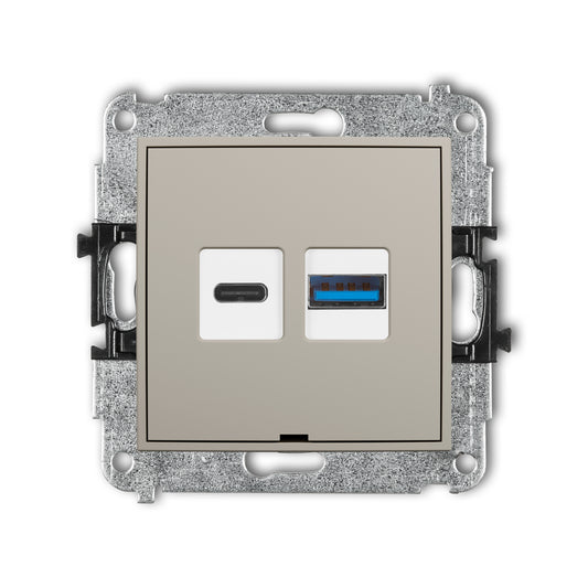 Dubbel USB laadstation Karlik (USB-C + USB-A, 20W), Taupe