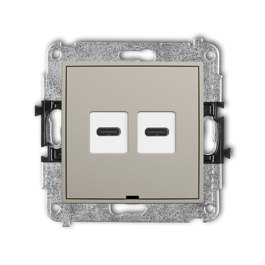 Dubbel USB laadstation Karlik (USB-C + USB-C, 20W), Taupe
