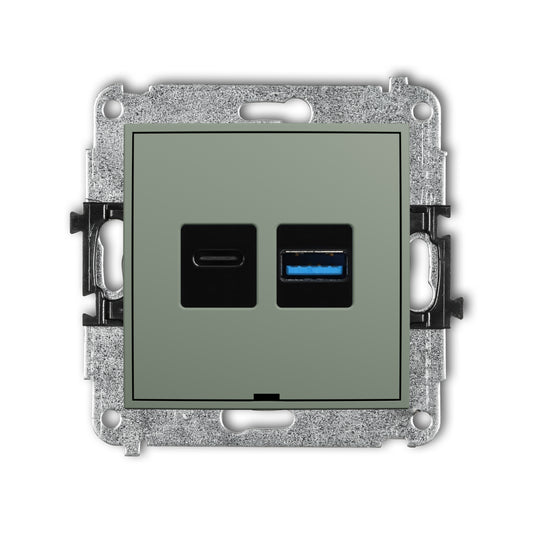 Dubbel USB laadstation Karlik (USB-C + USB-A, 20W), Sage