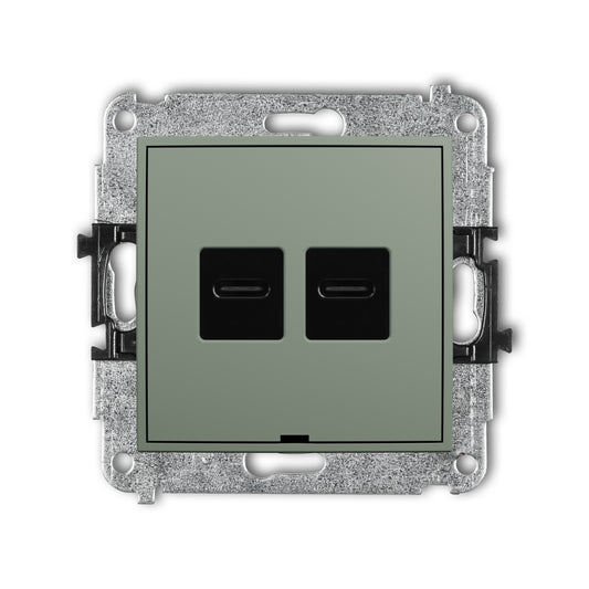 Dubbel USB laadstation Karlik (USB-C + USB-C, 20W), Sage