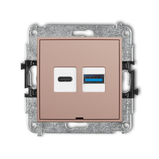 Dubbel USB laadstation Karlik (USB-C + USB-A, 20W), Salmon