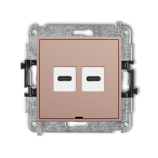 Dubbel USB laadstation Karlik (USB-C + USB-C, 20W), Salmon