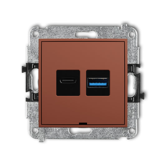 Dubbel USB laadstation Karlik (USB-C + USB-A, 20W), Terracotta