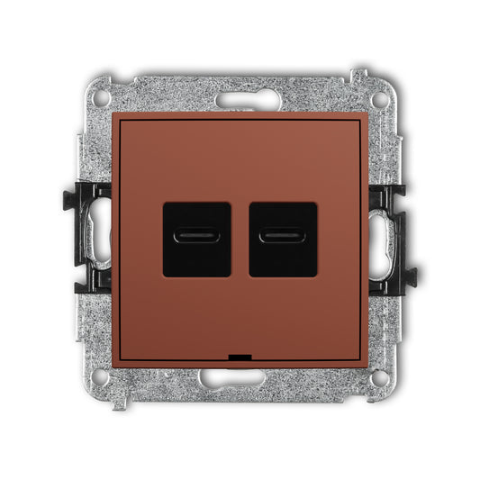 Dubbel USB laadstation Karlik (USB-C + USB-C, 20W), Terracotta