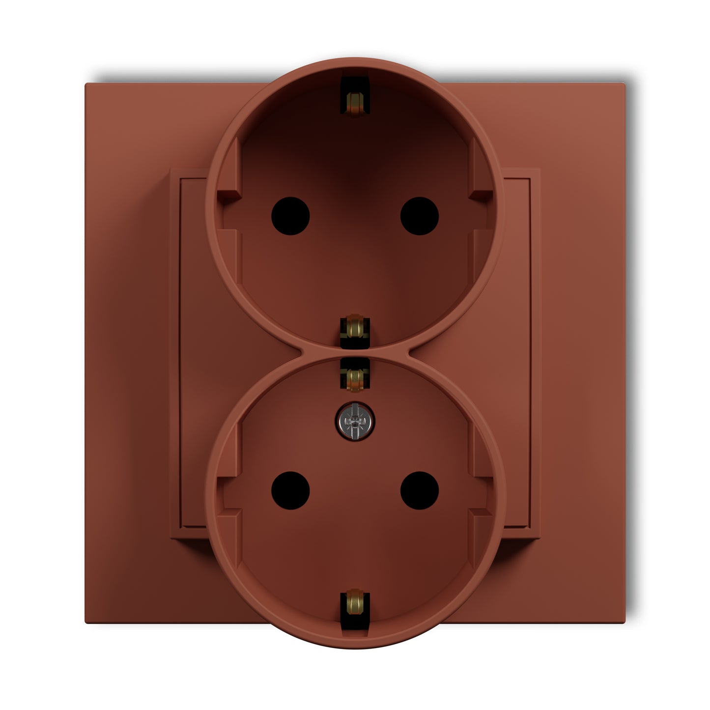 Dubbel stopcontact met randaarde, kindveilg, Terracotta