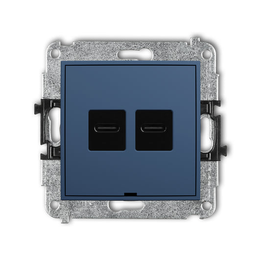 Dubbel USB laadstation Karlik (USB-C + USB-C, 20W), Navy blue