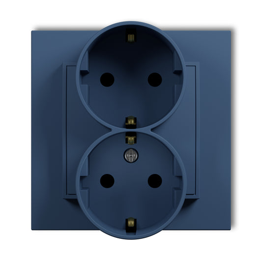 Dubbel stopcontact met randaarde, kindveilg, Navy blue
