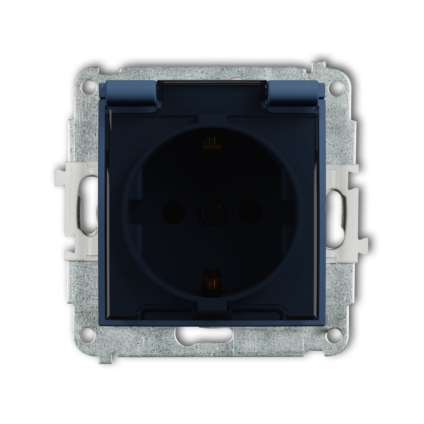 Spatwaterdicht stopcontact met randaarde (Schuko, 2P+A) (getint transparant klepje, Navy blue