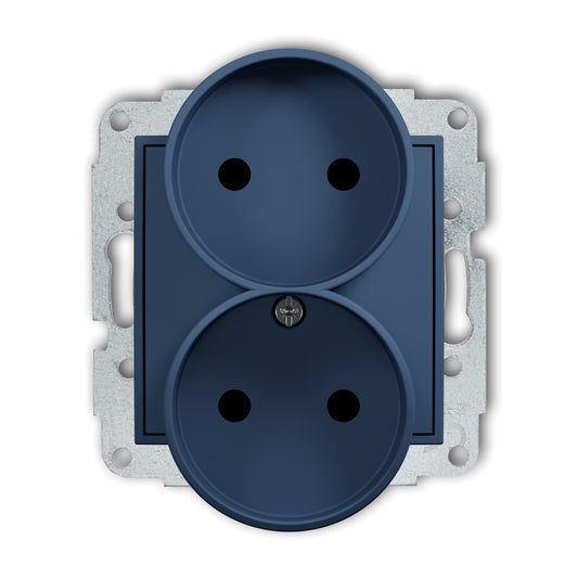 Dubbel stopcontact zonder randaarde, kindveilig, Navy blue